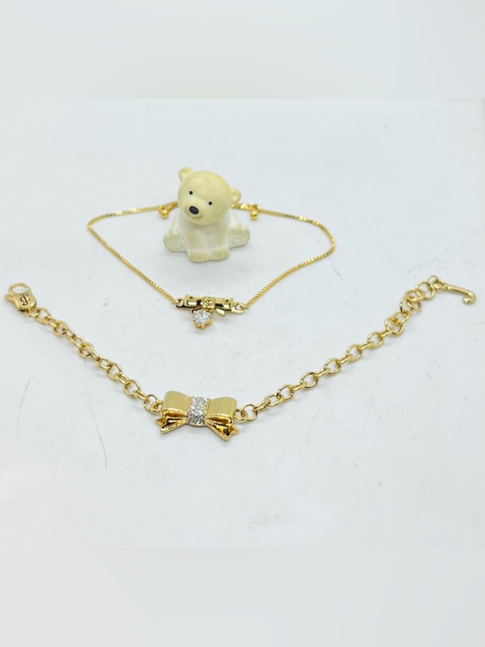 Brand New, Juicy Couture Gold Bracelet with Bow, Set Of 2